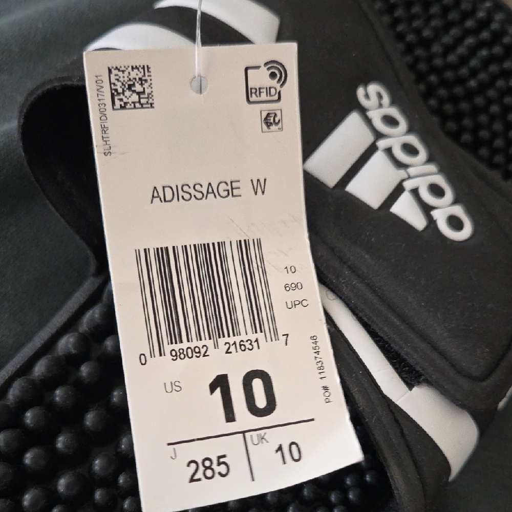 Adidas Black and White Adissage Slides - Picture 2 of 4
